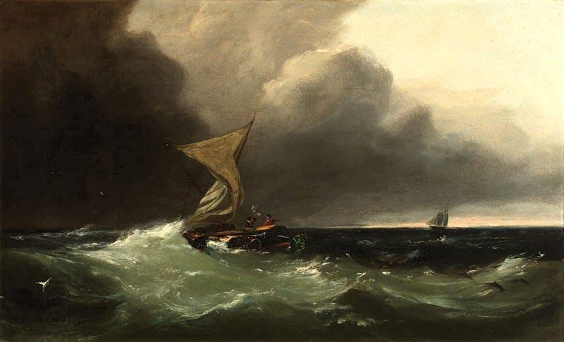 Gideon Jacques Denny Shipwrecked figures signaling to a distant sailing ship, oil painting by Gideon Jacques Denny oil painting picture